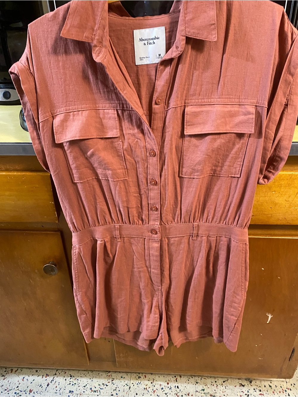 Abercrombie & Fitch Burnt Orange Button-Up Romper